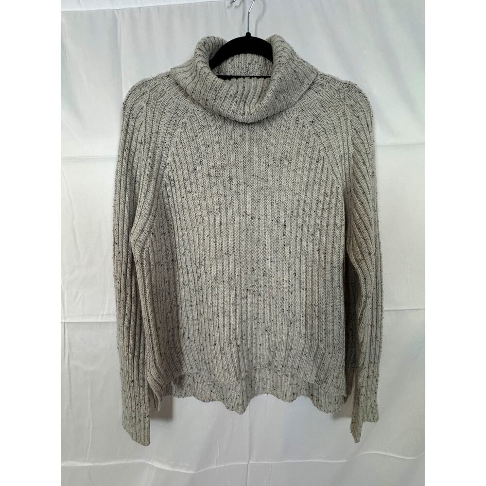 Braeve Cozy Wool Sweater Light Grey & Speckled, Knit Women’s Size L Chic Classic